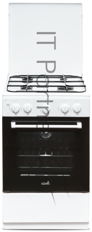Плита газовая Cezaris ПГ 2150-02 белый, конфорок 4 шт, духовка 43 л, 51 см x 85 см x 55 см