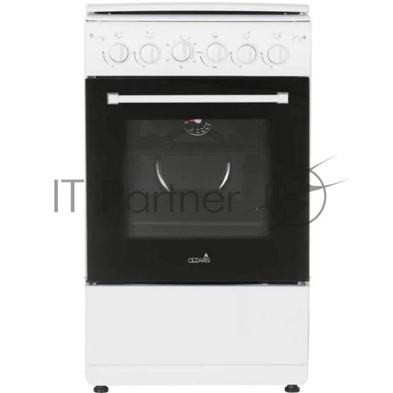 Плита газовая Cezaris ПГ 2150-10 белый, конфорок 4 шт, духовка 43 л, 51 см x 85 см x 55 см