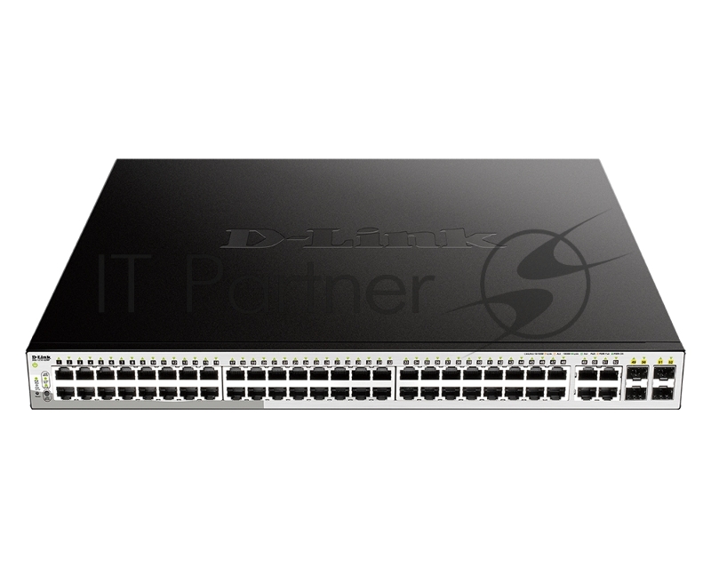 Коммутатор D-Link DGS-1210-52MP/FL1A, 48×1 Гбит/с PoE+ + 4×1 Гбит/с Combo (RJ45/SFP), настраиваемый