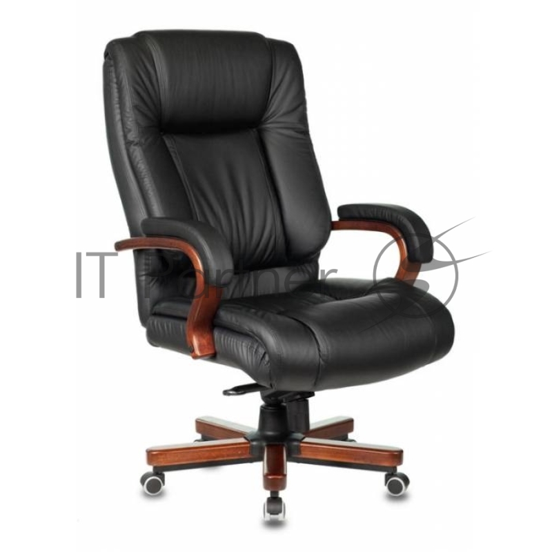 Кресло Бюрократ T-9925WALNUT/BLACK черный, кожа