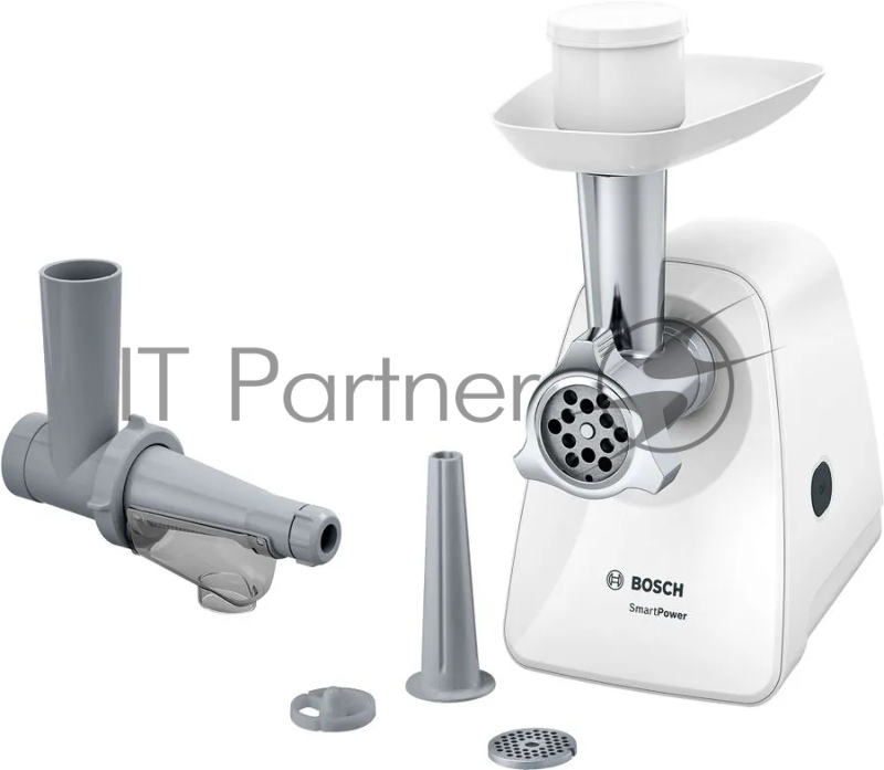 Мясорубка электрическая Bosch MFW2515W белый, 1500 Вт, 1.7 кг/мин, защита от перегрузки, насадки - 4