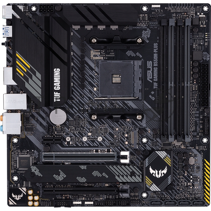 Материнская плата ASUS TUF GAMING B550M-PLUS, AM4, AMD B550, 4xDDR4, 4xSATA, 2xM.2, 1xPCIe 4.0 x16, 1xPCIe 3.0 x16, 1xPCIe x1, DisplayPort, HDMI, 1x2.5Gb LAN, 8xUSB, 5x3.5 мм, 7.1, microATX