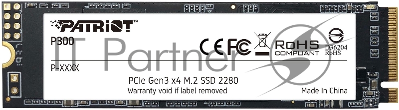 Накопитель SSD Patriot P300, 128Gb, PCIe 3.0 x4, M.2 2280, NVMe, R/W 1600/600
