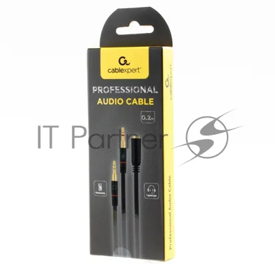 Кабель аудио Cablexpert CCAB-02-35F2M-0.2MB. 3.5 Jack 4pin(F)/2х 3.5 Jack(M) наушники и микрофон, черный, 0.2м, блистер