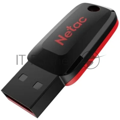Флешка USB Netac U197 (NT03U197N-064G-20BK), 64Gb, USB 2.0, R/W 25/10, черный/красный