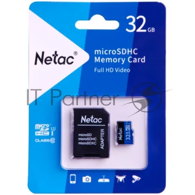 Флеш карта microSDHC 32Gb Netac P500 NT02P500STN-032G-R (с SD адаптером) 80Mb/s