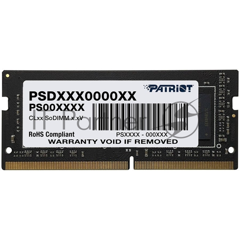 Оперативная память Patriot Signature, DDR4, 8GB (1x8 GB), 3200 MHz, CL22, SO-DIMM