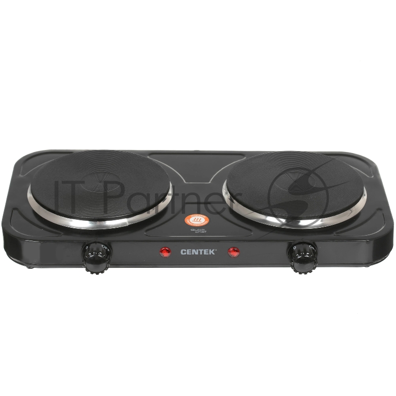 Плита настольная электрическая Centek CT-1507 черный, 2 кВт, ТЭН, конфорки - 2, эмаль, поворотные переключатели