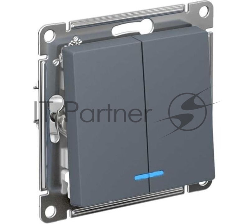 Механизм выключателя 2-кл. СП AtlasDesign 10А IP20 (сх. 5а) 10AX с подсветкой грифель