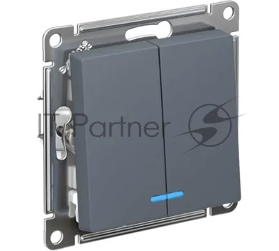 Механизм выключателя 2-кл. СП AtlasDesign 10А IP20 (сх. 5а) 10AX с подсветкой грифель