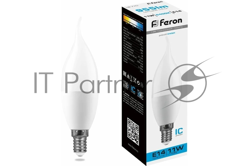 Лампа светодиодная Feron LB-770 (25952) 11W 230V E14 6400K свеча на ветру