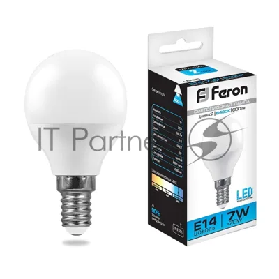 Лампа светодиодная Feron LB-95 7W 230V E14 6400K G45