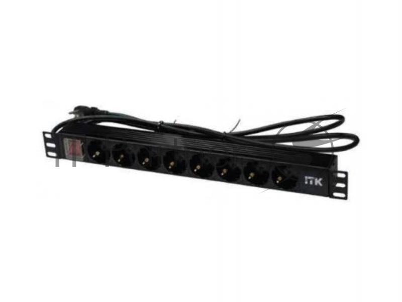 Блок розеток 19 (8шт)PDU с LED выкл.алюм.профиль 1U шнур 2м вилка DIN49440 (нем.станд.) PH12-8D1 ITK