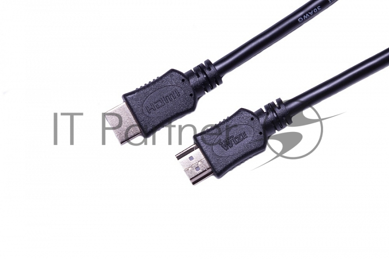 Кабель HDMI C-HM-HM-1.8M Wize, 1.8 м, v.2.0, 19M/19M, позол.разъемы, экран, черный, пакет