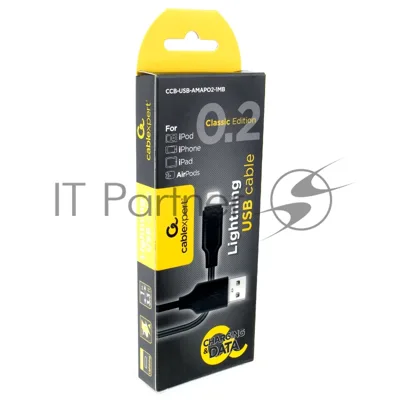 Кабель Cablexpert для Apple CCB-USB-AMAPO2-1MB, AM/Lightning, издание Classic 0.2, 1м, черный, блистер