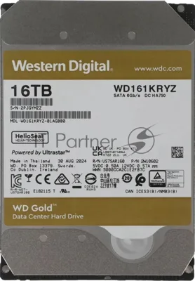 Жесткий диск HDD WD Gold 16Tb 7200rpm SATA 512Mb 3.5"