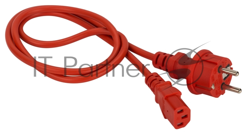 Шнур питания Lanmaster C13-Schuko прямая, 3х0.75, 220В, 10А, красный, 5 метров