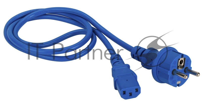 Шнур питания C13-Schuko прямая, 3х0.75, 220В, 10А, синий, 3 метра