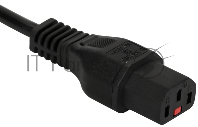 Шнур питания Lanmaster с блокировкой C13-Schuko прямая, 3х0.75, 220В, 10А, черный, 2 м