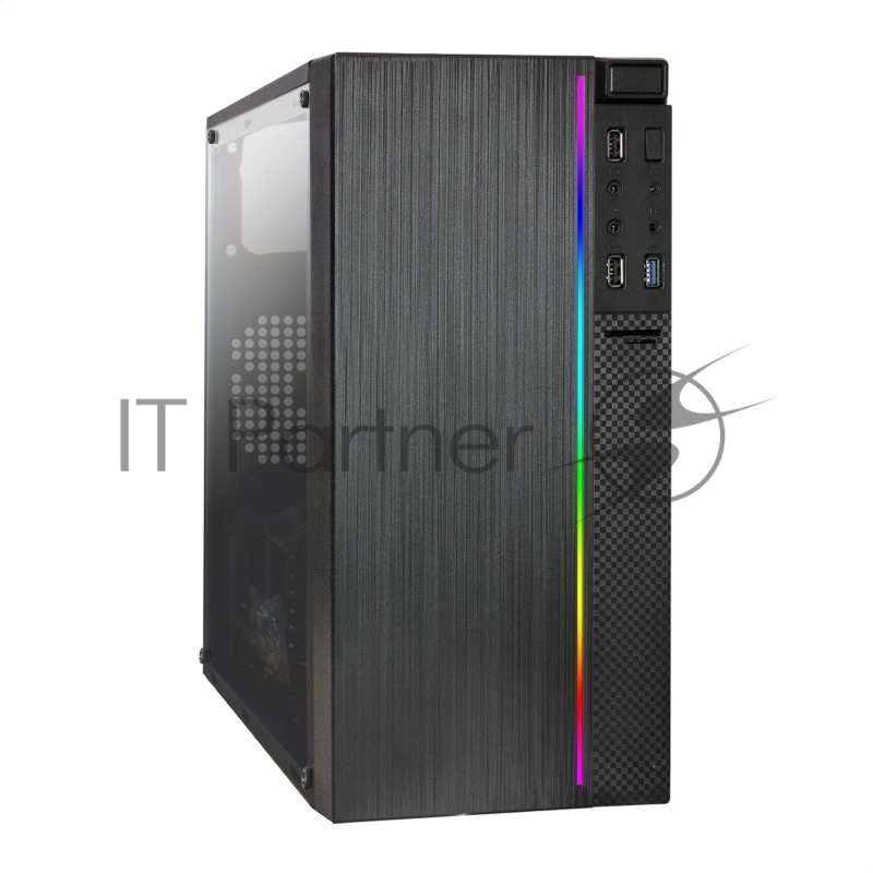 Компьютерный корпус Minitower ExeGate EX283754RUS mEVO-9301-RGb (mATX, без БП, с окном, 2хUSB+1хUSB 3.0, HD аудио, черный с RGb подсветкой)