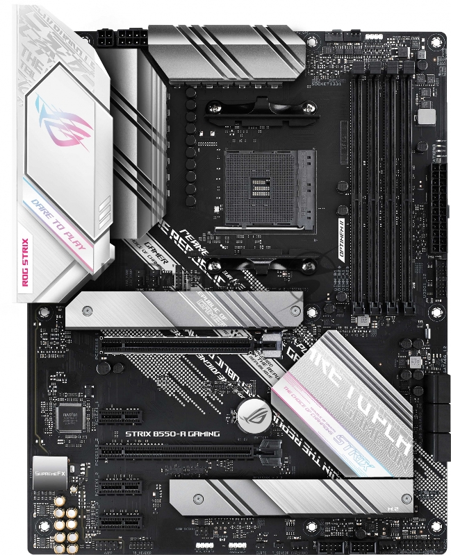 Материнская плата ASUS ROG STRIX B550-A GAMING, AM4, AMD B550, 4xDDR4, 6xSATA, 2xM.2, 1xPCIe 4.0 x16, 1xPCIe 3.0 x16, 3xPCIe x1, DisplayPort, HDMI, 1x2.5Gb LAN, USB Type-C, 5x3.5 мм, 7.1, ATX