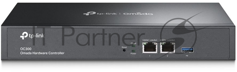 Контроллер TP-Link Omada hardware Controller OC300, 2 gigabit ethernet ports, 1 USB 3.0 port, managed up to 500 Omada Access Points/Switch/Gateway, support batch configuration, firmware upgradation, intelligent network monitoring and captive portal, easy management via Omada APP/Web UI/Cloud access.