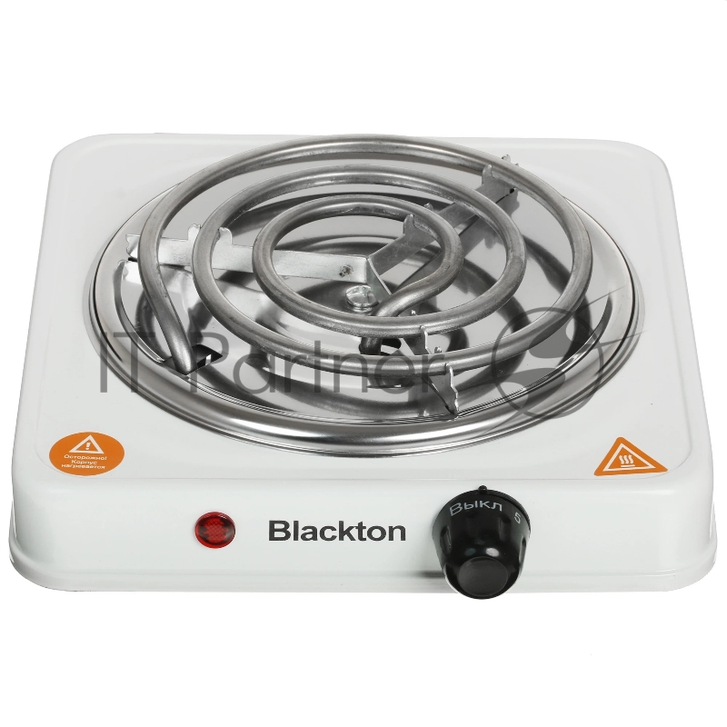 Плита настольная электрическая Blackton Bt HP101W белый, 1 кВт, ТЭН, конфорки - 1, нержавеющая сталь, поворотные переключатели