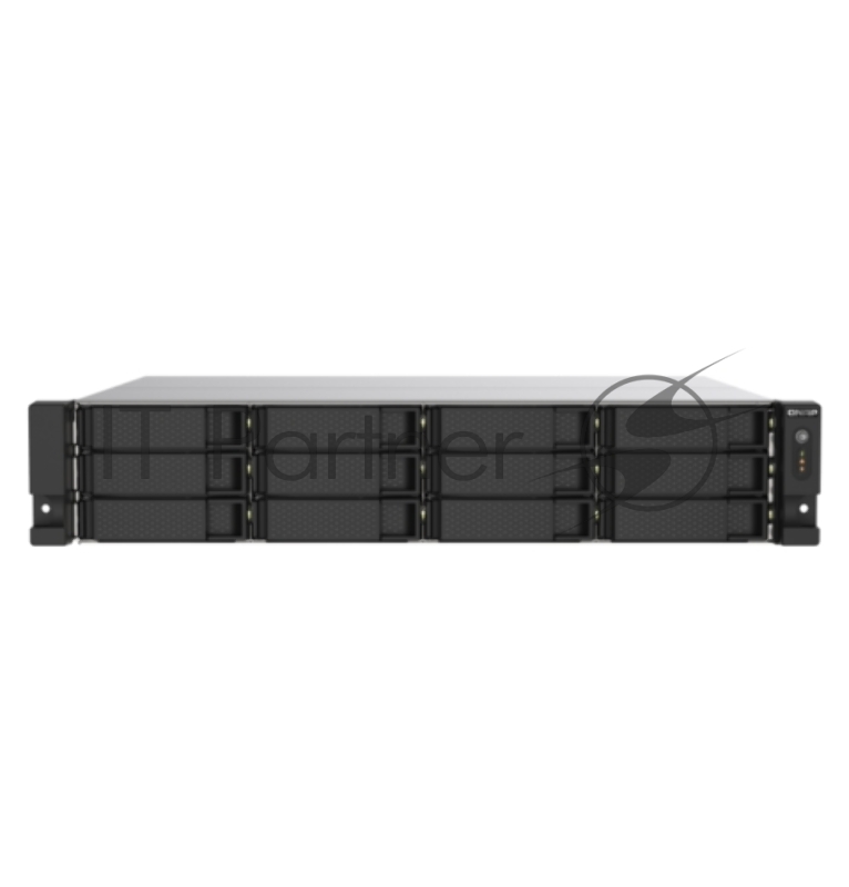 Сетевое хранилище без дисков SMB QNAP TS-1273AU-RP-8G NAS 12 HDD trays, 2x 2.5 GbE, rackmount, 2 PSU. 4-core AMD V1500B2,2 GHz, RAM 8 Gb (8 Gb UDIMM DDR4 (1 x 8 Gb) up to 32 Gb (2 x 16 Gb)). W/o rail kit RAIL-B02