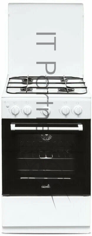 Плита газовая Cezaris ПГ 2150-04 белый, конфорок 4 шт, духовка 43 л, 51 см x 85 см x 55 см