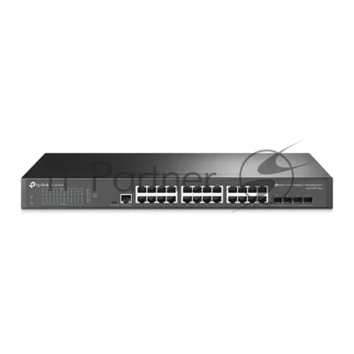 Коммутатор TP-Link JetStream 24-port Gigabit L2/L2+ Managed Switch with 4 SFP slots, support SDN controller, abundant L2/L2+ features, 1U rack mountable, full managed via web UI/CLI/Console/SSH/Telnet/SNMP.