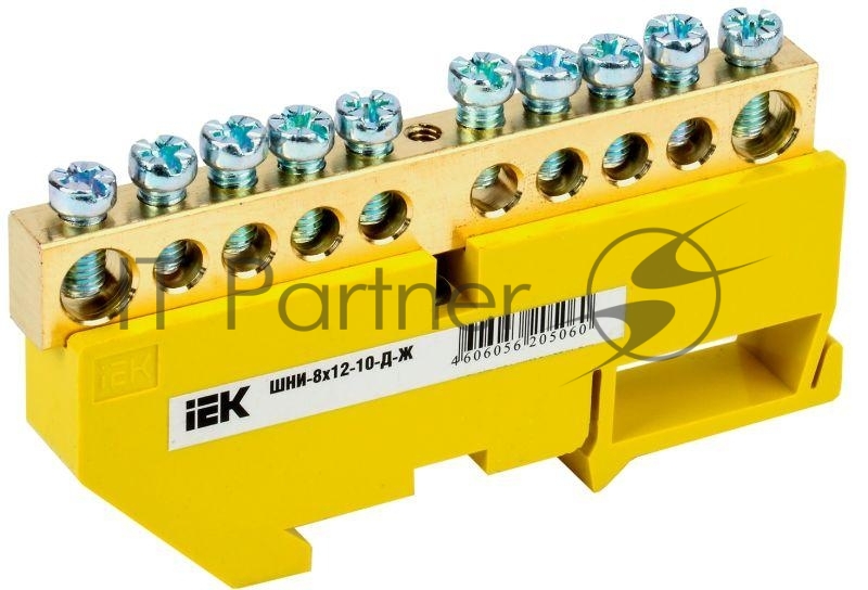 Шина PE "земля" на DIN-изол ШНИ-8х12-10-Д-Ж YNN10-812-10D-K05 IEK