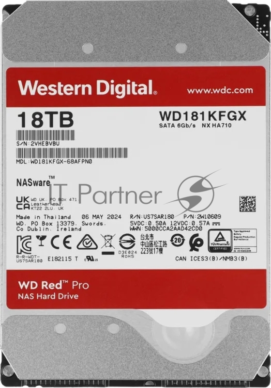 Жесткий диск HDD WD Red Pro 18Tb 7200rpm SATA 512Mb 3.5"