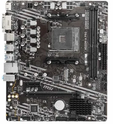 Материнская плата MSI A520M-A PRO, AM4, AMD A520, 2xDDR4, 4xSATA, 1xM.2, 1xPCIe 3.0 x16, DVI-D, HDMI, 1x1Gb LAN, 3x3.5 мм, 7.1, microATX
