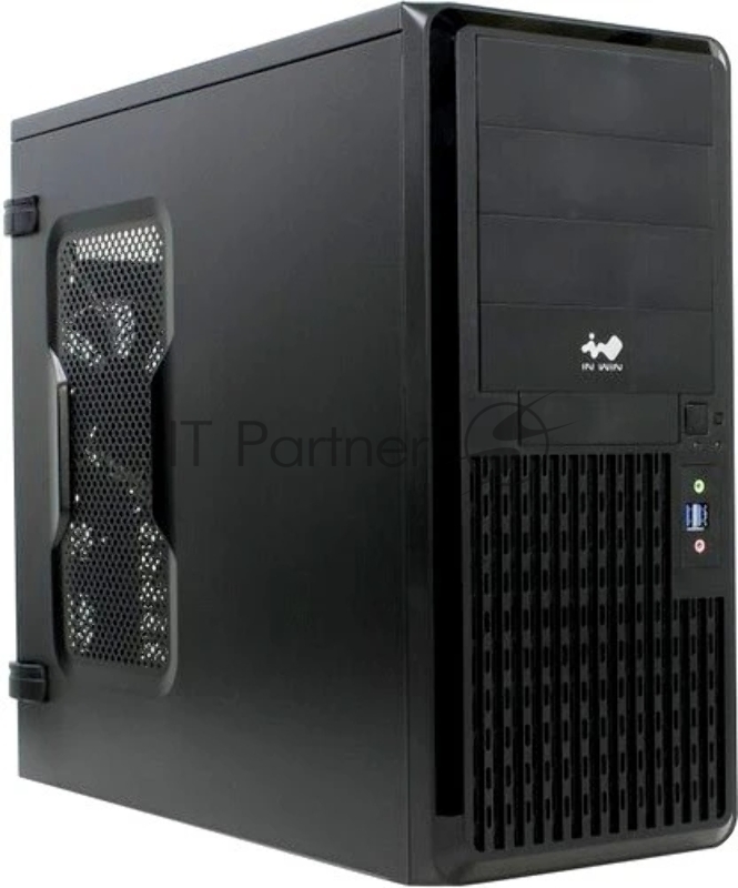 Компьютерный корпус Midi Tower InWin PE689 Black USB 3.0*2+A(HD)+fron fan 120мм*1+rear fan 120мм*1+ 2*2SATA+1*1SATA+Intrusion Switch/holes for SL20” ATX RACKMOUNT*(без блока питания)