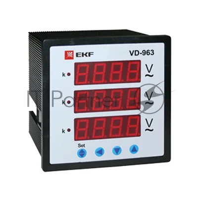 Вольтметр цифровой VD-963 на панель 96х96 трехфазный EKF vd-963
