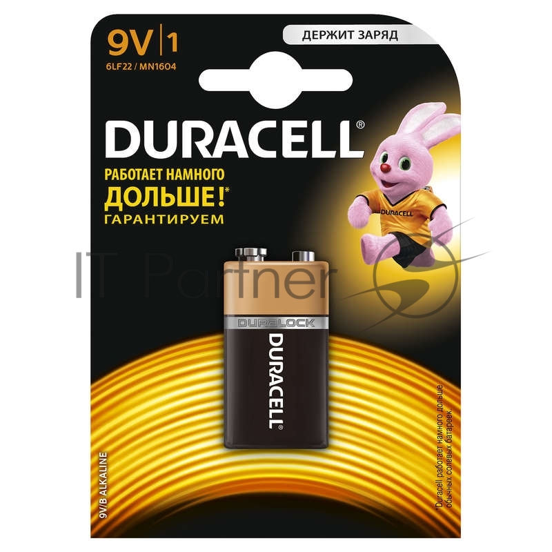 Элемент питания алкалиновый "крона" LR MN 1604/6LR61 ВР-1 (блист.1шт) Duracell 754