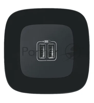 Зарядное утройство 2хUSB с лицевой панелью, Антрацит