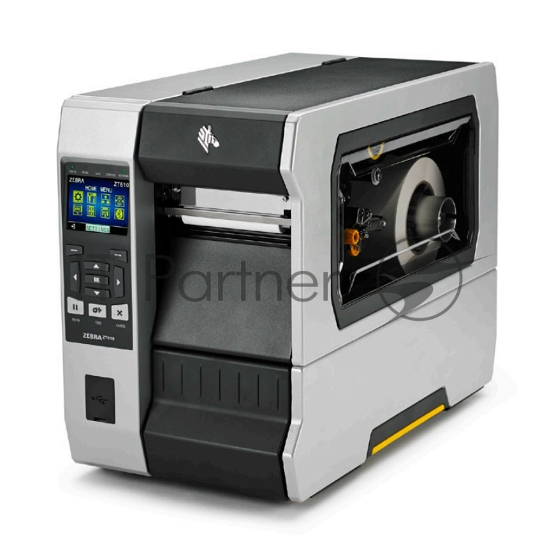 Принтер этикеток термотрансферный Zebra ZT610 4", 203 dpi, 356 мм/сек, Bluetooth, RS-232, USB, USB Host, Wi-Fi, серый