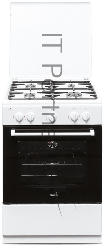 Плита газовая Cezaris ПГ 3200-03 белый, конфорок 4 шт, духовка 59 л, 60 см x 85 см x 60 см