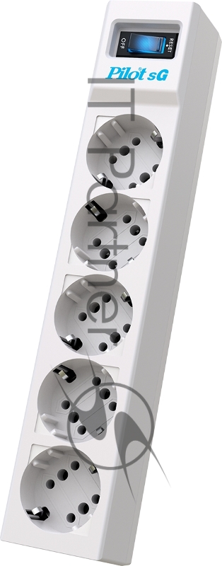 Сетевой фильтр ZIS PILOT Surge protector Pilot SG5 5 outlets (GP), 10A/2.2kVt, automatic circuit-breaker, 10 m