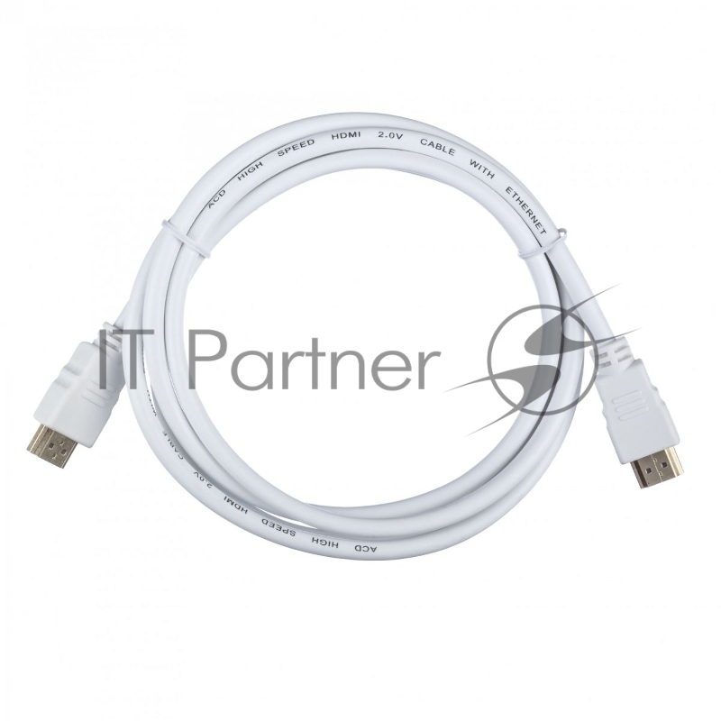 Кабель ACD-DHHM2-18W ACD-DHHM2-18W HDMI 2.0, Golden Plated,19m/19m, белый, 1.8м