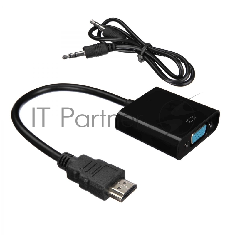 Кабель-адаптер ACD-DAHVF-01B HDMI-VGA, Golden Plated, 19m/15f, черный, 0.2м (742576)