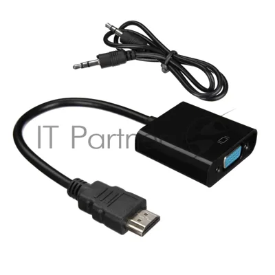 Кабель-адаптер ACD-DAHVF-01B HDMI-VGA, Golden Plated, 19m/15f, черный, 0.2м (742576)