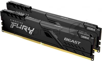 Оперативная память Kingston Fury Beast, DDR4, 16GB (2x8GB), 3200MHz, CL16, DIMM, с радиатором, черный