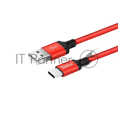 Кабель HOCO X14 USB 2.0, AM/Type-C M, черно-красный, 1м