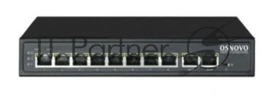 Коммутатор OSNOVO SW-21000(120W), 8×100 Мбит/с PoE + 2×100 Мбит/с, неуправляемый