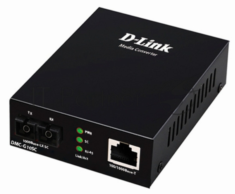 Медиаконвертер D-Link DMC-G10SC/A1A с 1 портом 100/1000Base-T и 1 портом 1000Base-LX с разъемом SC для одномодового оптического кабеля (до 10 км)