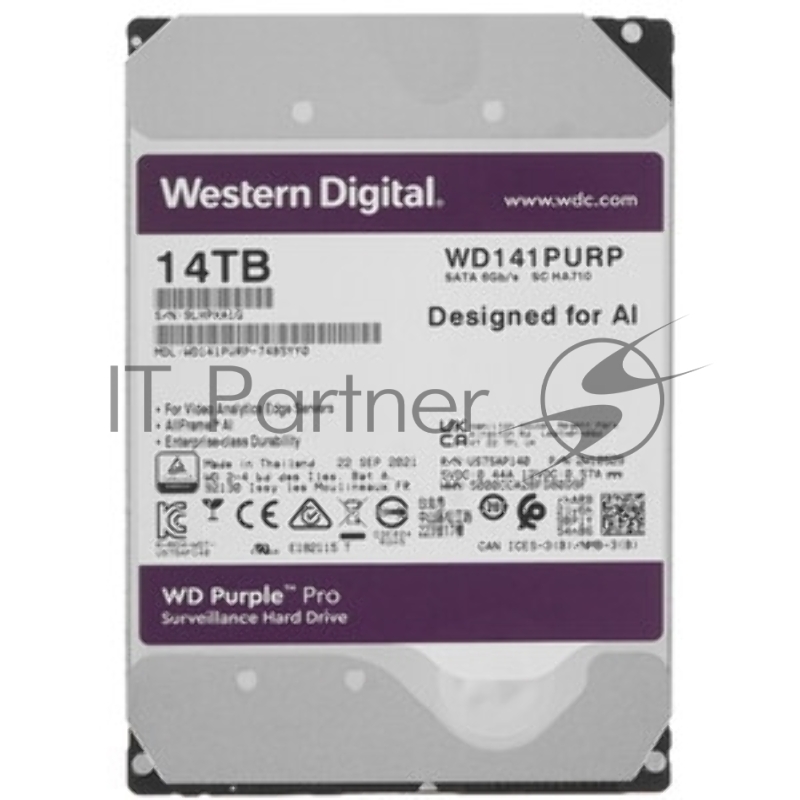 Жесткий диск HDD WD Purple Pro 14Tb 7200rpm SATA 512Mb 3.5"