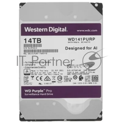 Жесткий диск HDD WD Purple Pro 14Tb 7200rpm SATA 512Mb 3.5"