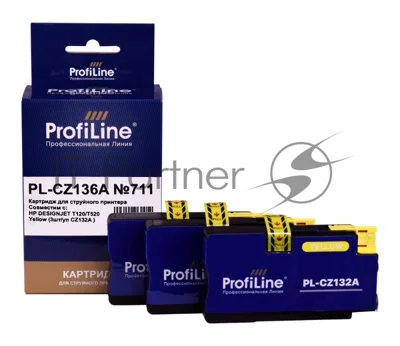 Картридж ProfiLine PL-CZ136A №711 для принтеров HP DESIGNJET T120/T520 Yellow (3 шт/уп CZ132A)